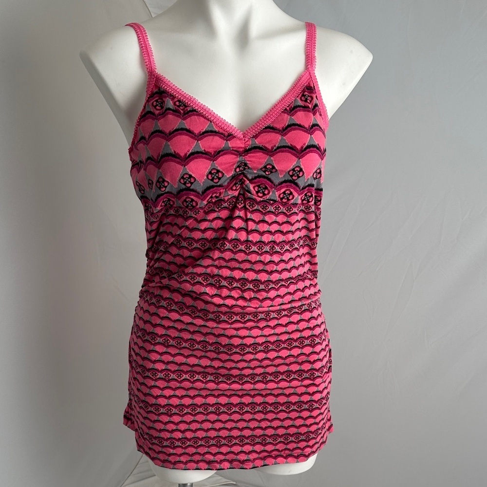 Express Y2K pink gray black ruched v-neck cami adjustable straps tank top